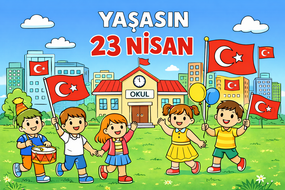 yaşasın 23 nisan renkli pano