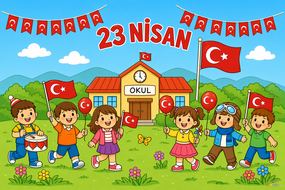 yaşasın 23 nisan renkli pano